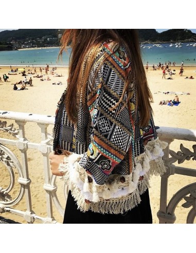 Kimono Boho Negro y Colores