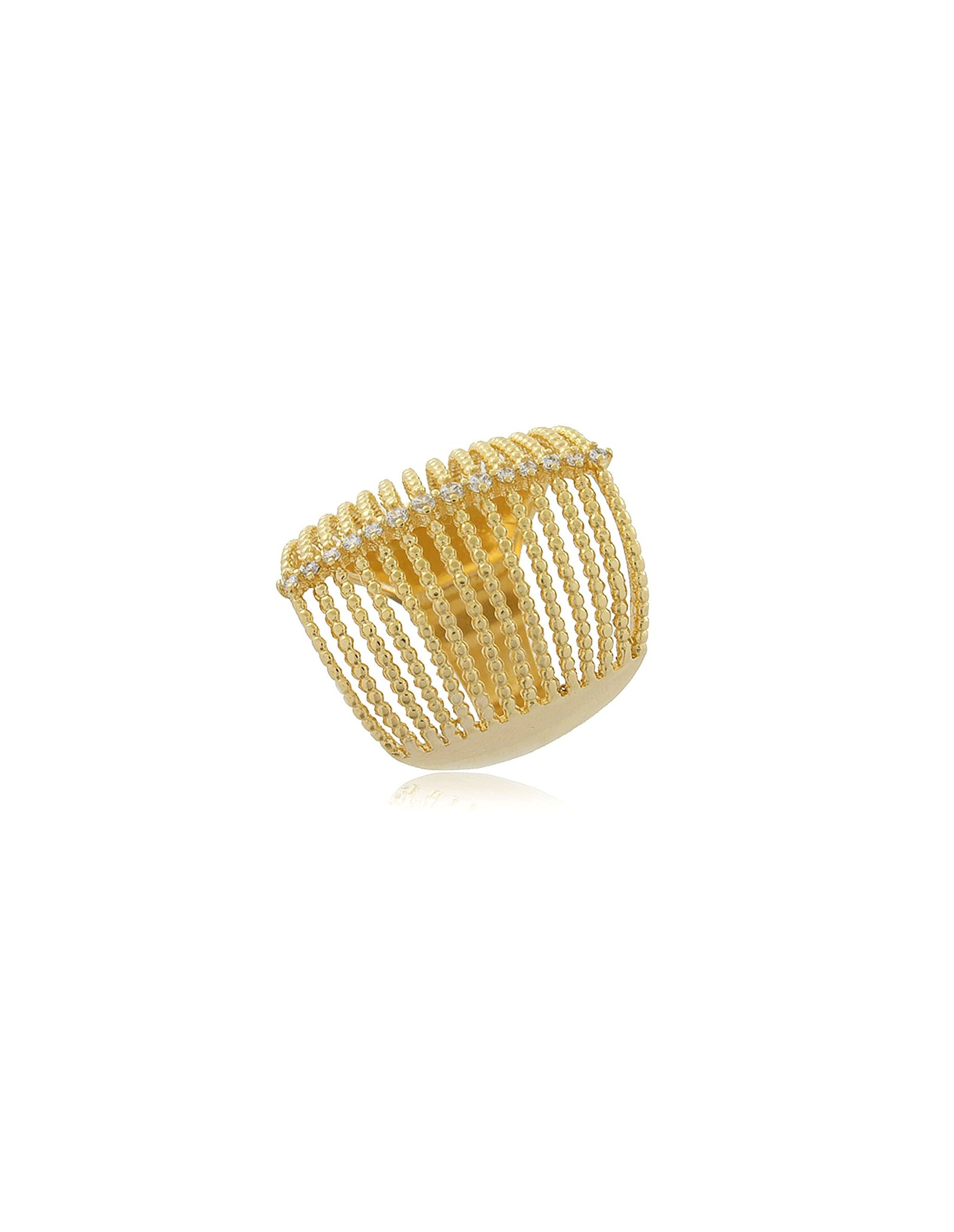 Anillo en oro 18k con circonitas, diseño exclusivo, joyas únicas.
