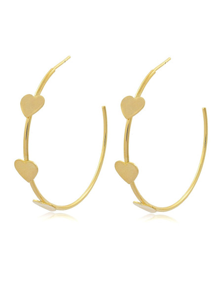 18k gold heart hoop earrings, exclusive design, 1 year warranty.