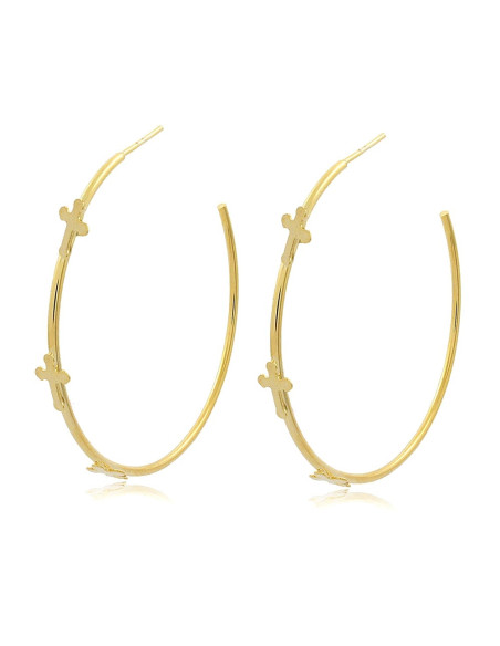Three Crosses Hoop Earrings