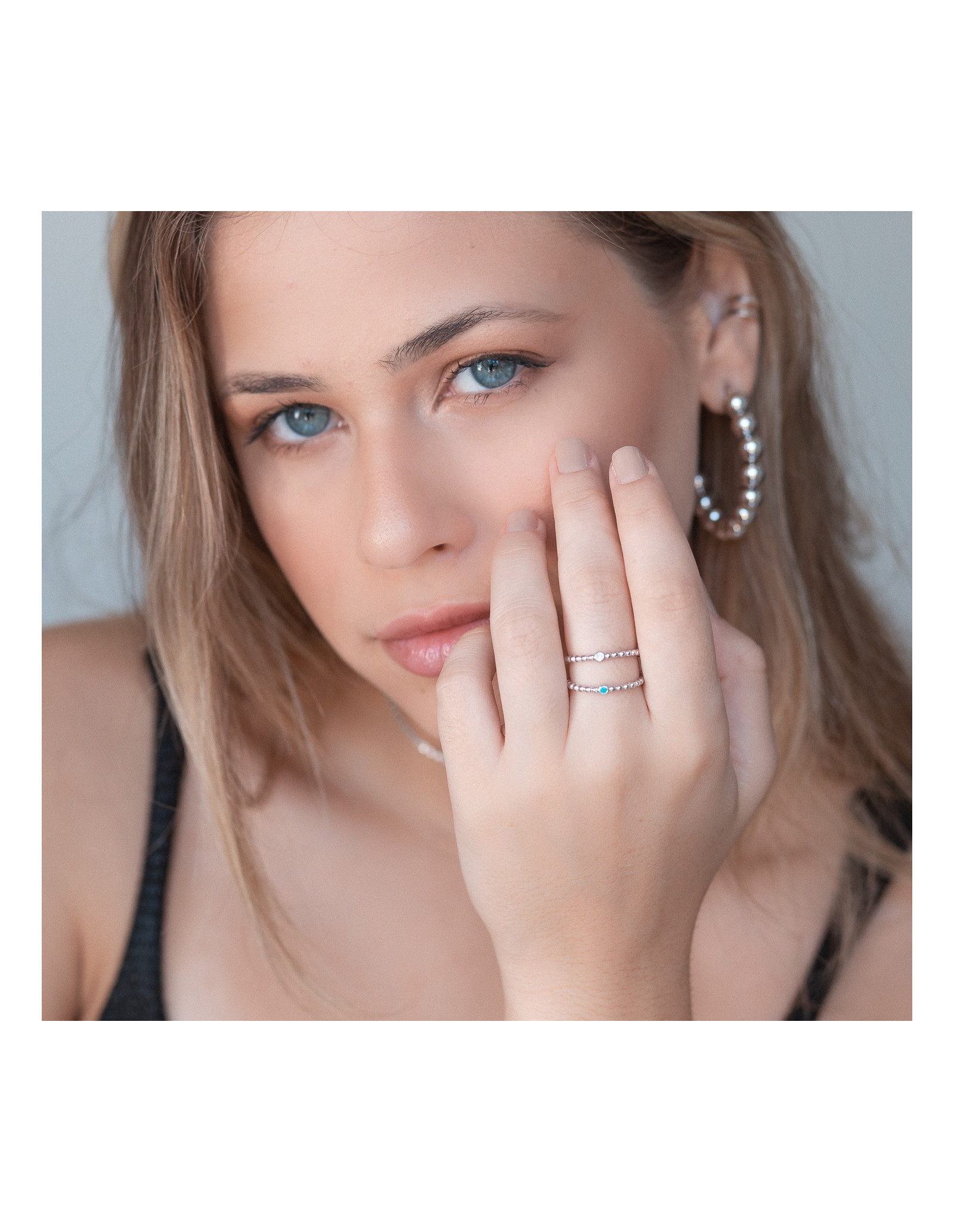 Anillo Piccola Dotty Agua Marina | Anillo con diseño| Malu Maiese