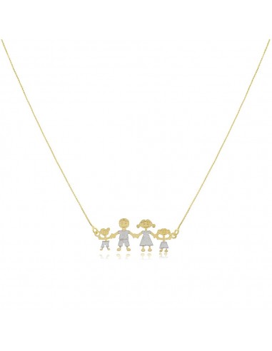 Colar Happy Family, colar curto banhado a ouro 18 quilates, com vários configurações de família.