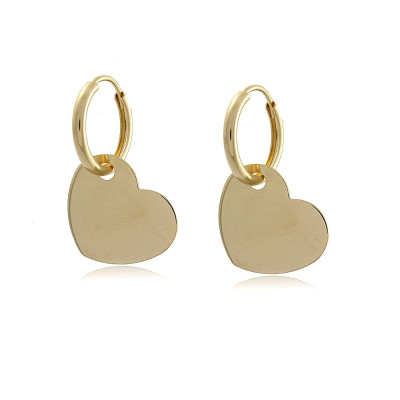 Aros Charm de Corazón | Pendientes de aro con corazón, oro 18k, rodio. 2