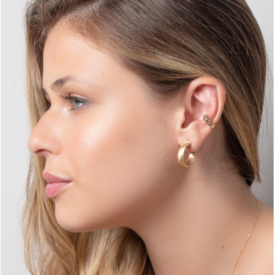 Pendientes de aro oro 18k, rodio, acabado mate, versátil, básico. 2