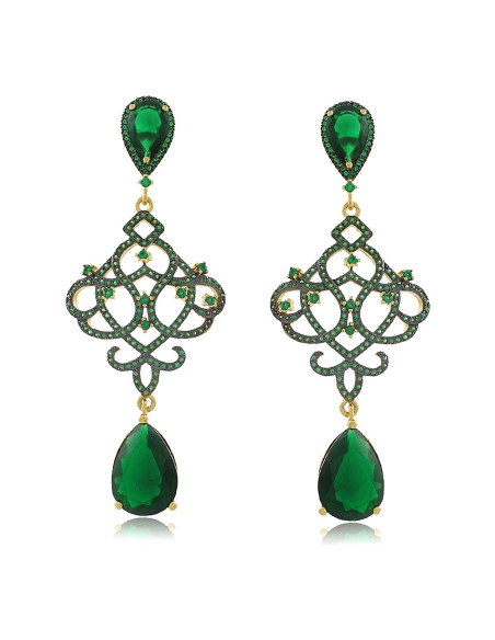 Vichy XL Party Earrings | Maxi Brinco oro 18k, cristais e zirconias.