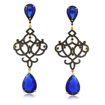 Vichy XL Party Earrings | Maxi Brinco oro 18k, cristais e zirconias. 2