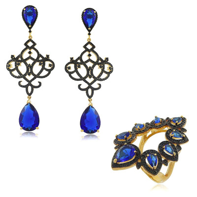 Anillo fiesta oro 18k y circonitas, diseño exclusivo. 2