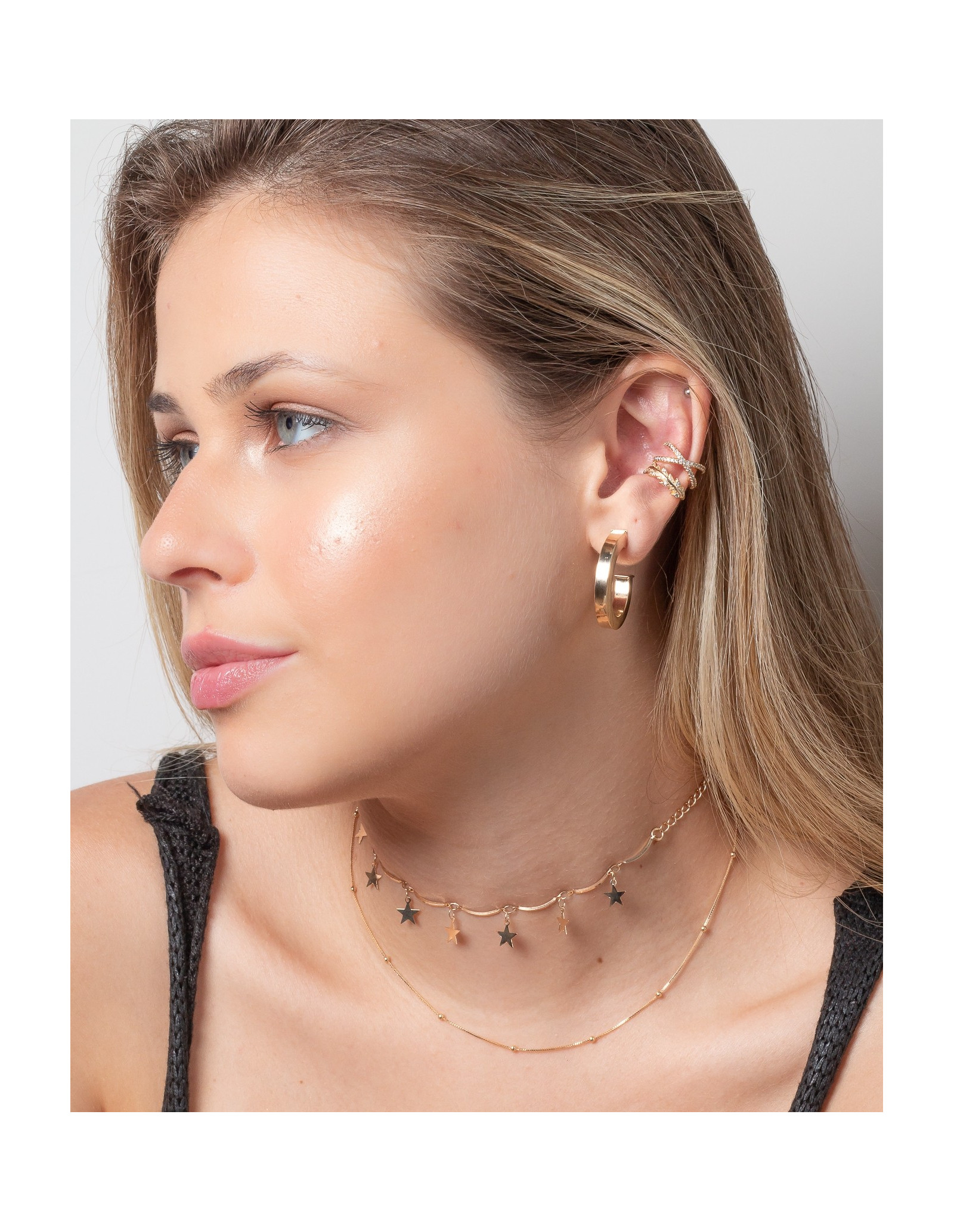Leaves Ear Cuff | 18k gold plated cz cartilage ear cuff | Malu Maiese