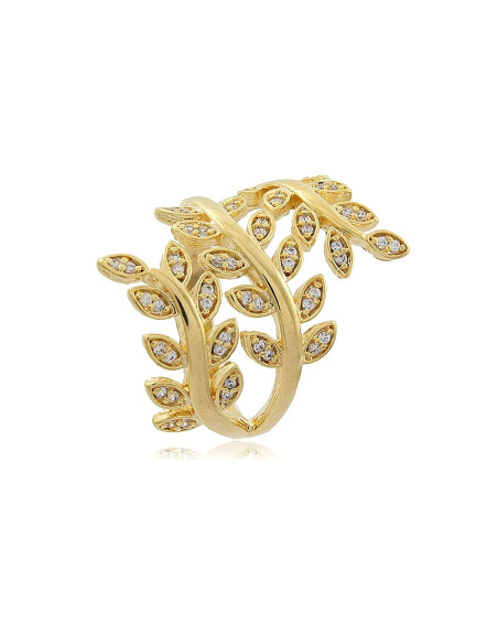 Anel Ramas | Anel Banhado a Ouro decorado com Ramas.