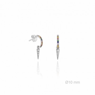 Zirconia Spike Hoop Earrings