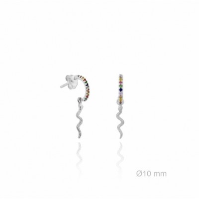 Zirconia Snake Hoop Earrings