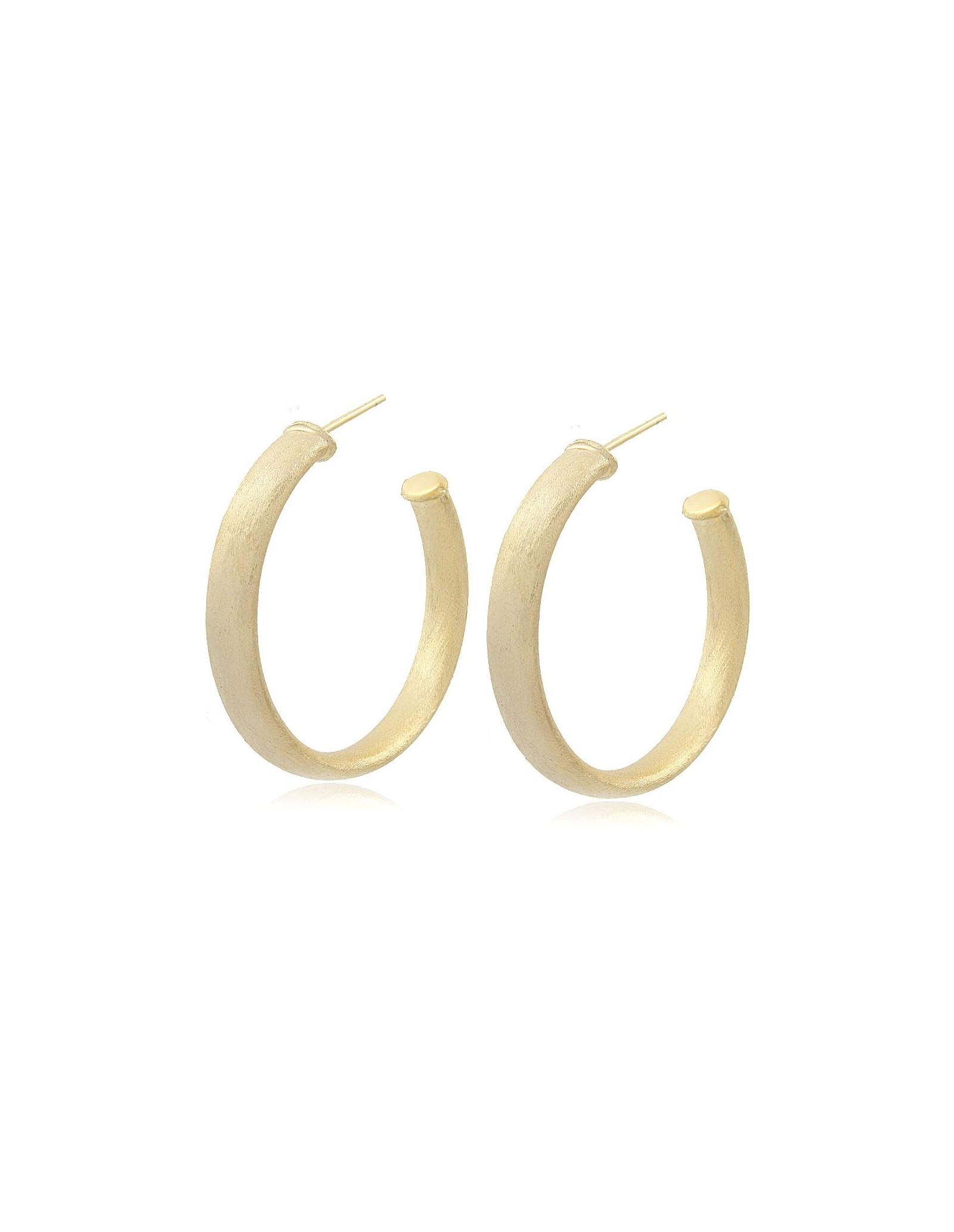 Pendientes de aro oro 18k, rodio, acabado mate, versátil, básico.