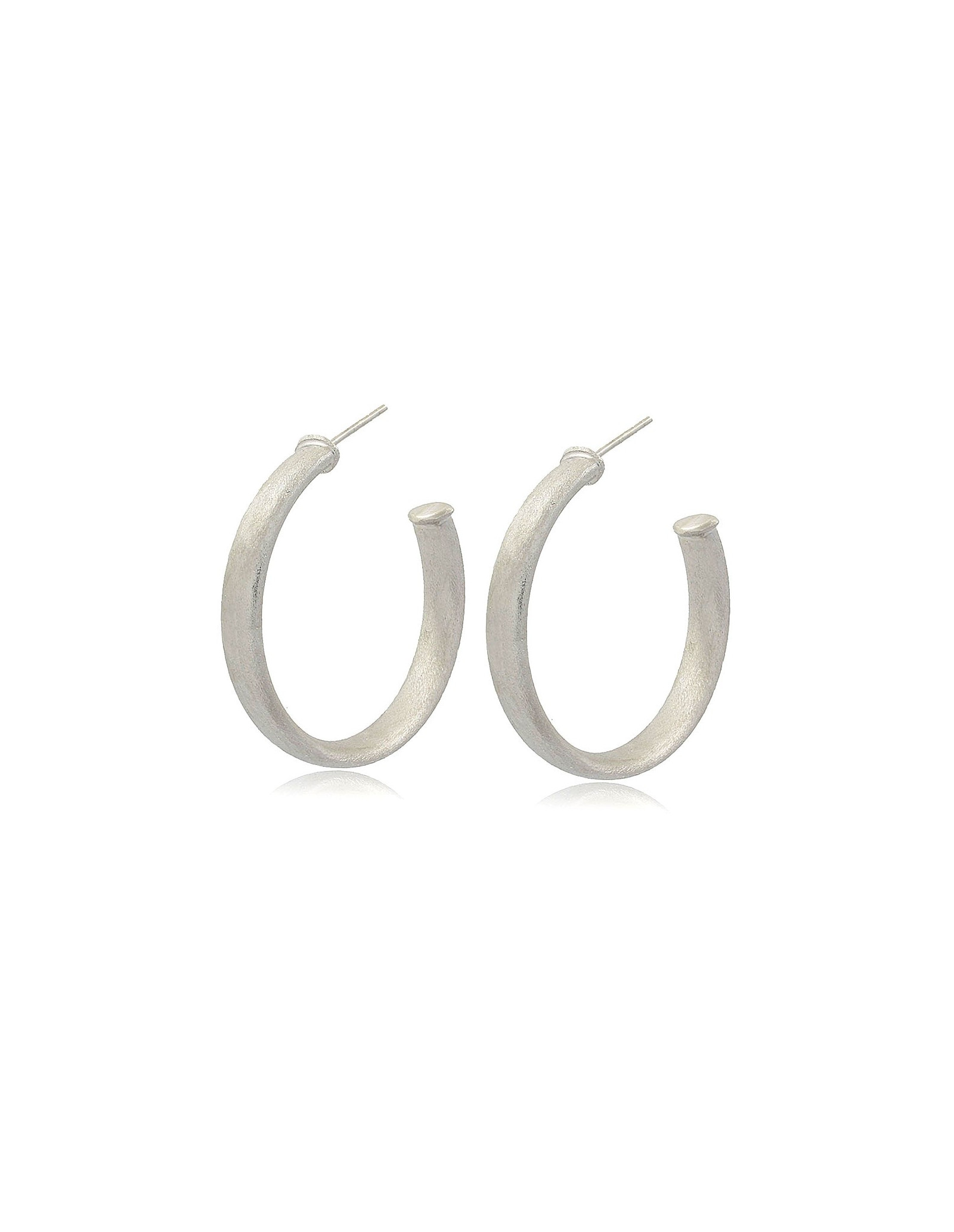 Pendientes de aro oro 18k, rodio, acabado mate, versátil, básico.