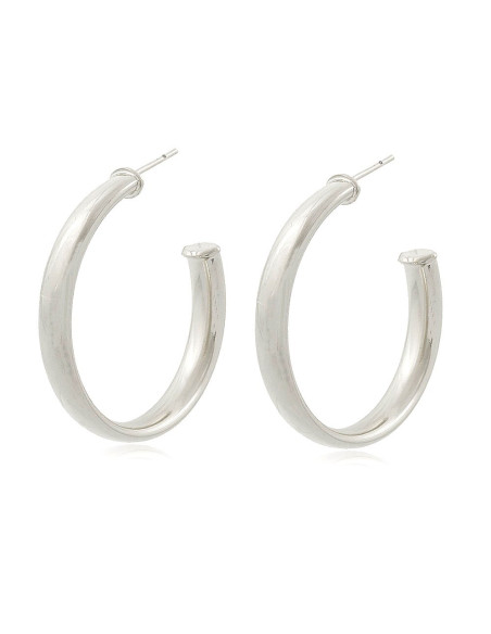 Pendientes de aro, oro 18k, rodio, acabado brillo, versátil, básico. Pendientes de aro, oro 18k, rodio, acabado brillo, versátil, básico.