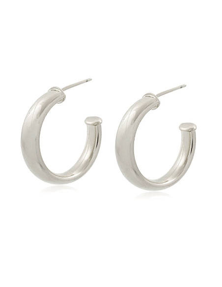 Pendientes de aro, oro 18k, rodio, acabado brillo, versátil, básico. Pendientes de aro, oro 18k, rodio, acabado brillo, versátil, básico.