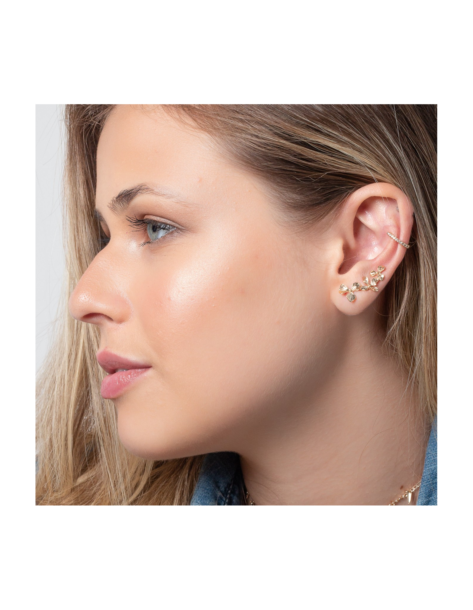 Trio Flower Ear Climbers | 18k Gold Plated Ear Climbers