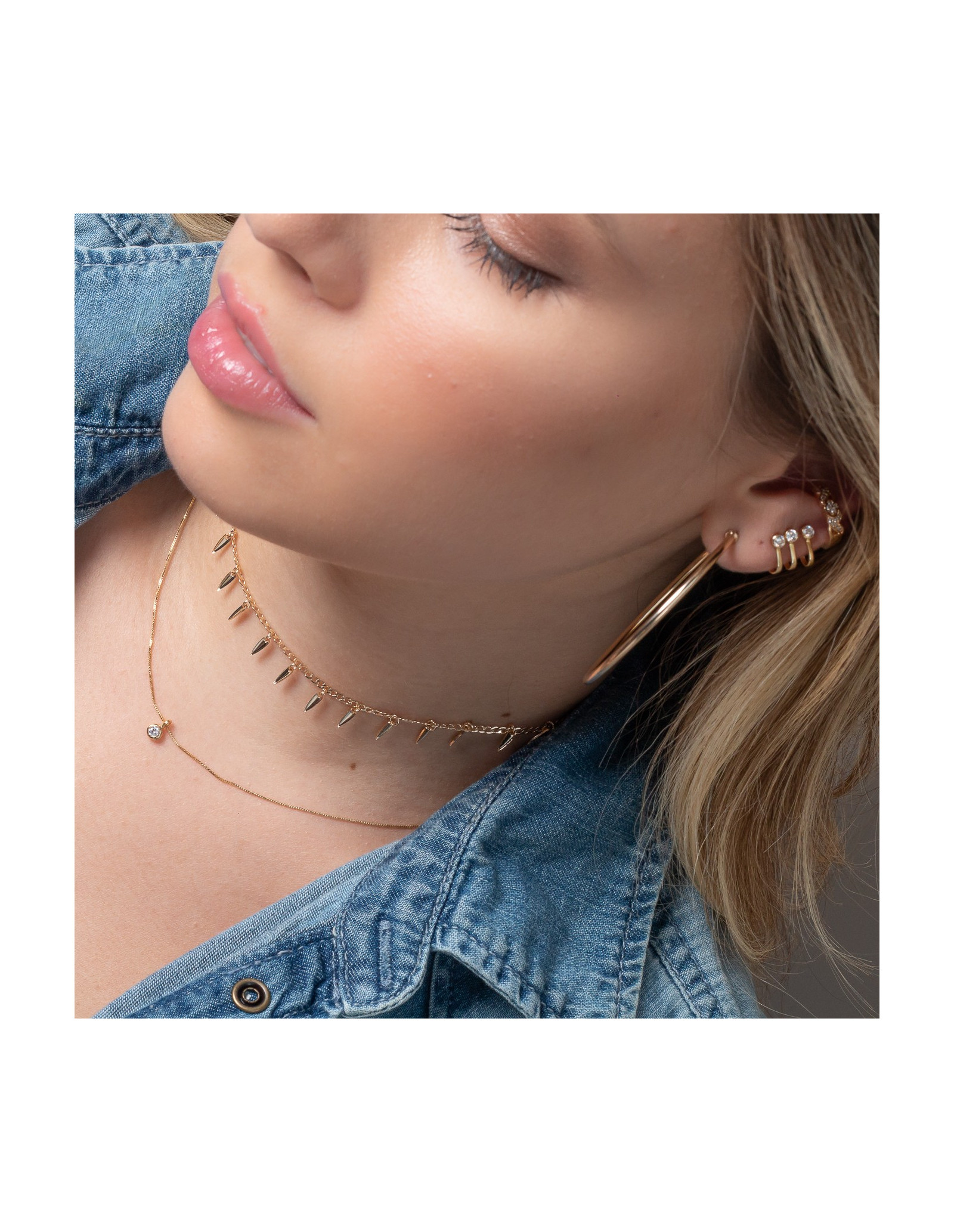 Light Spot Necklace | Short Necklace with Round Zirconia | Malu Maiese