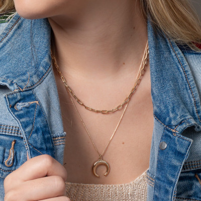 Collar Luna | Gargantilla media luna colgante moon en oro18k. 2