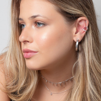 Ear Cuff Pink | Piercing para cartílago, rodio y mineral | Malu Maiese 2