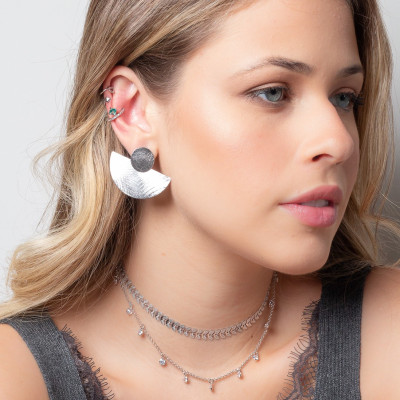 Ear Cuff Cristal Agua Marina | Piercing mineral turquesa | Malu Maiese 2
