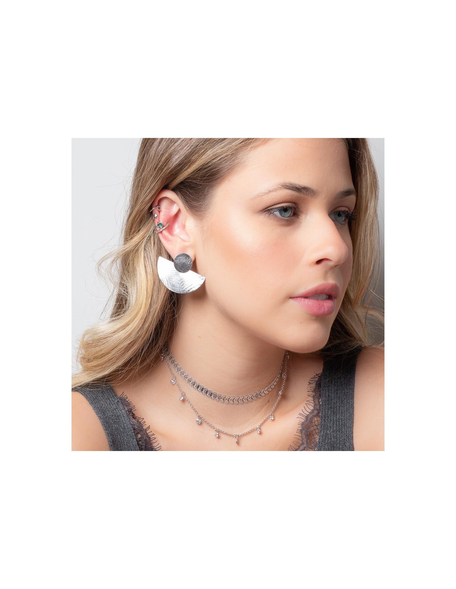 Aquamarine Crystal Ear Cuff | gold plated cz ear cuff | Malu Maiese