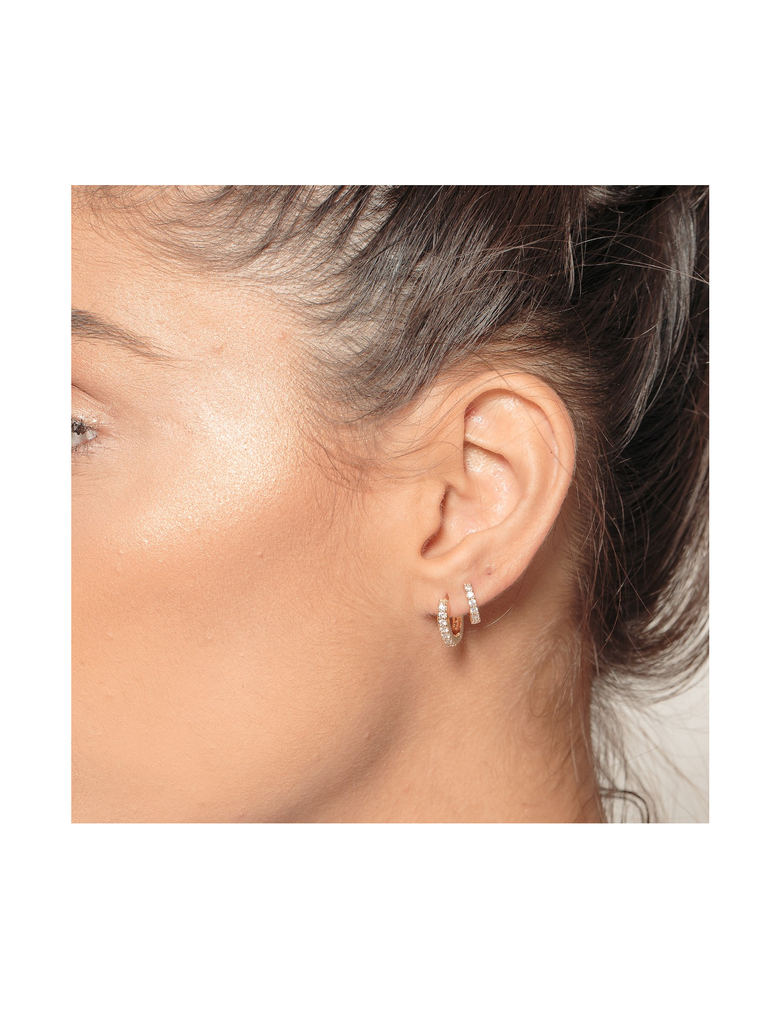 Zirconia Mini Hoop Earrings | white cz hoop or piercing | Malu Maiese