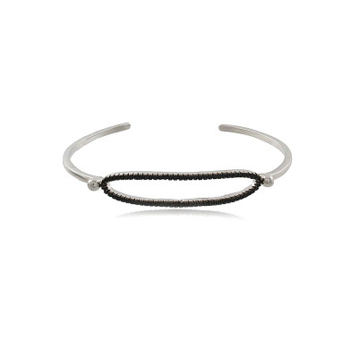 Brazalete Noir | Brazalete Oro Blanco y Circonita Negra | Malu Maiese