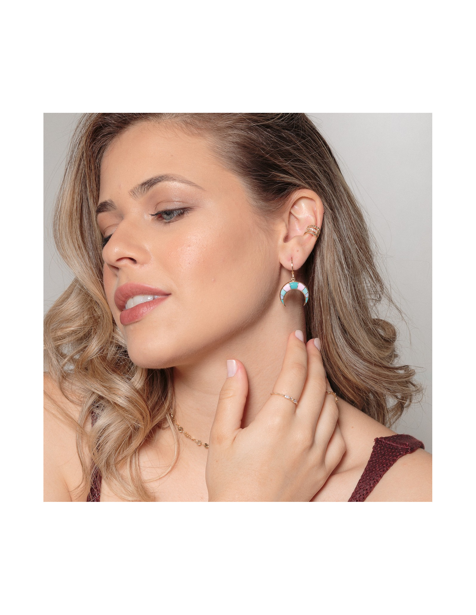 Half Moon Hoop Earrings | 18k gold plated, 1 year warranty.