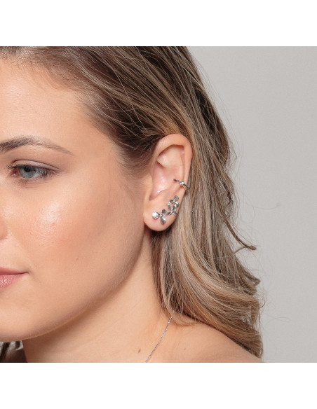Brinco Ear Cuff Trio Flor | Brincos Banhados a Ouro 18k | Malu Maiese Brinco Ear Cuff Trio Flor | Brincos Banhados a Ouro 18k | Malu Maiese