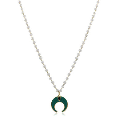 Collar Moon Pearls | Gargantilla de perlas y media luna colorida. 2