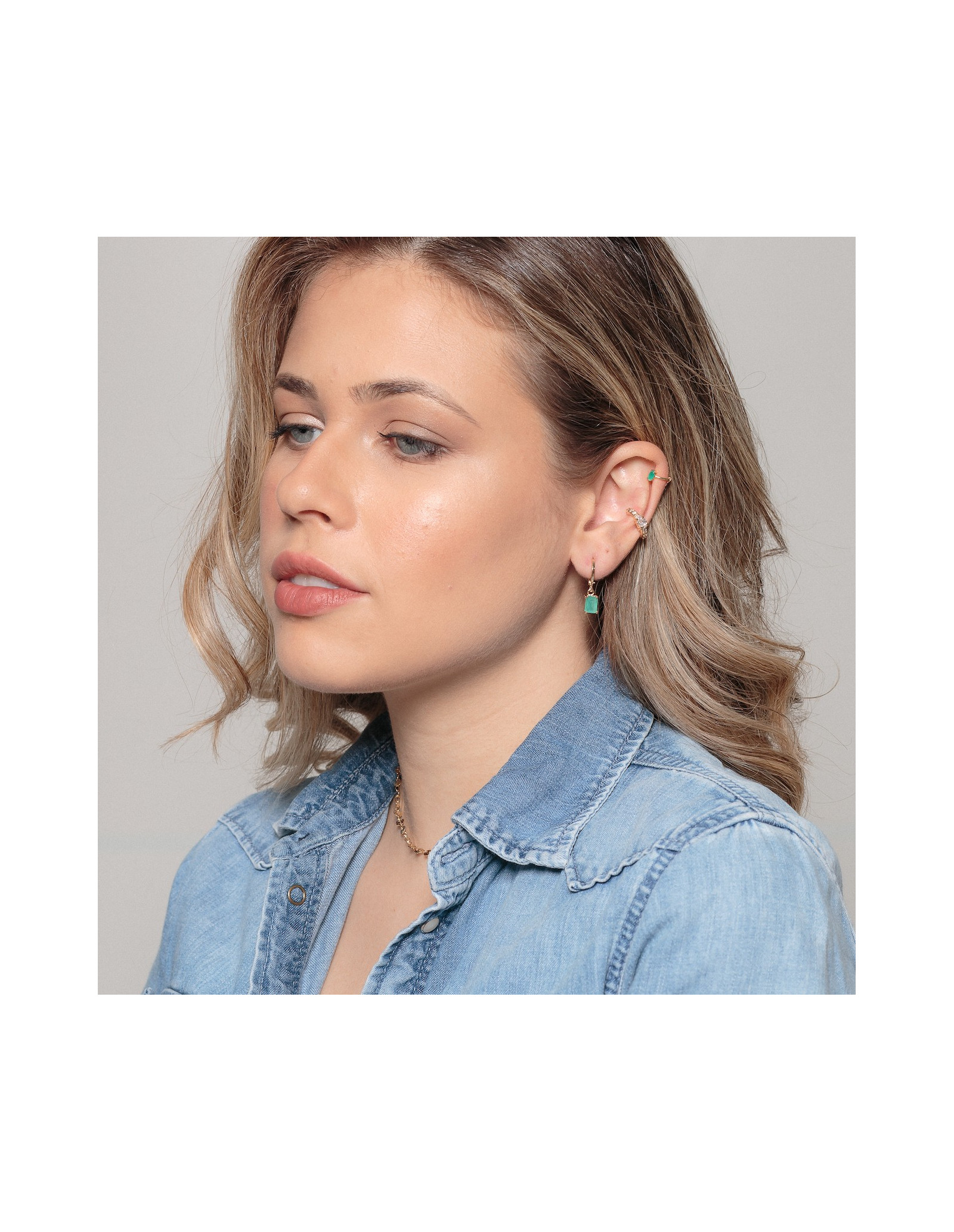 Chiara Hoop Earrings | Hoop Earrings Baguette Charm | Malu Maiese