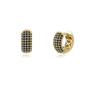 Argola Mini Mignon Noir | Mini argola ouro 18k e zirconias negras. 2