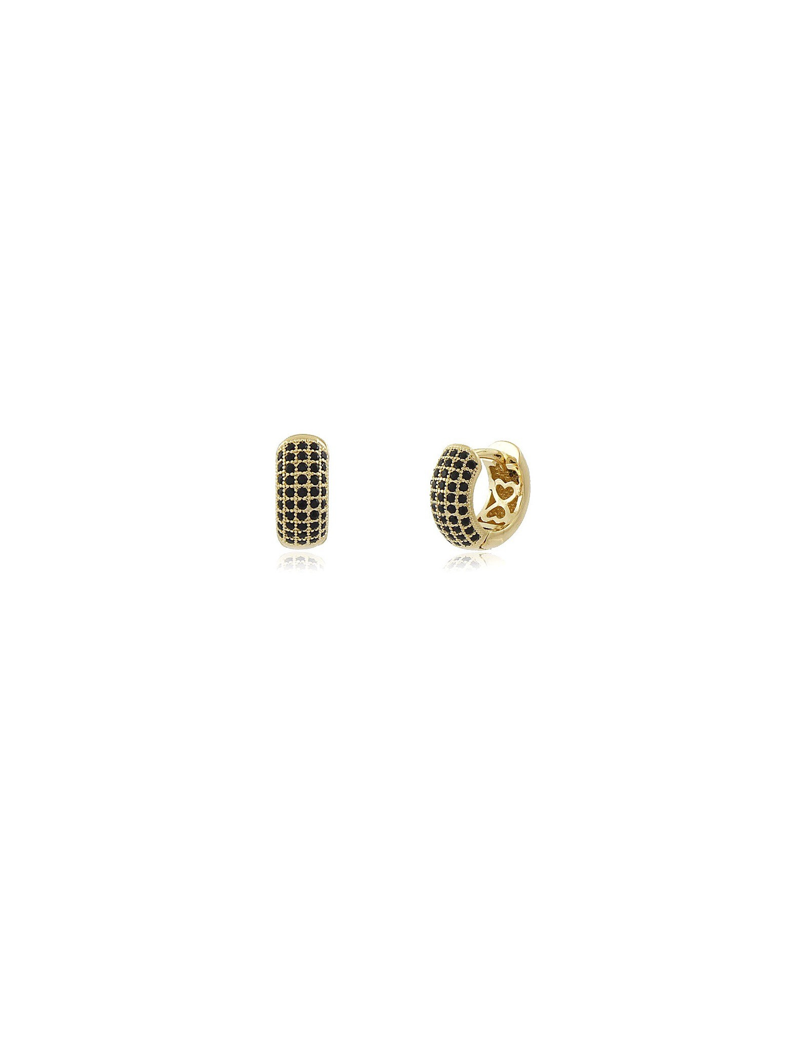 Argola Mini Mignon Noir | Mini argola ouro 18k e zirconias negras.