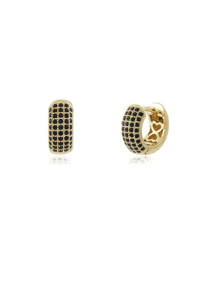 Argola Mini Mignon Noir | Mini argola ouro 18k e zirconias negras. Argola Mini Mignon Noir | Mini argola ouro 18k e zirconias negras.