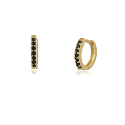 Aros Mini Noir | Pendientes de aro mini hoop o piercing con cz negras. 2