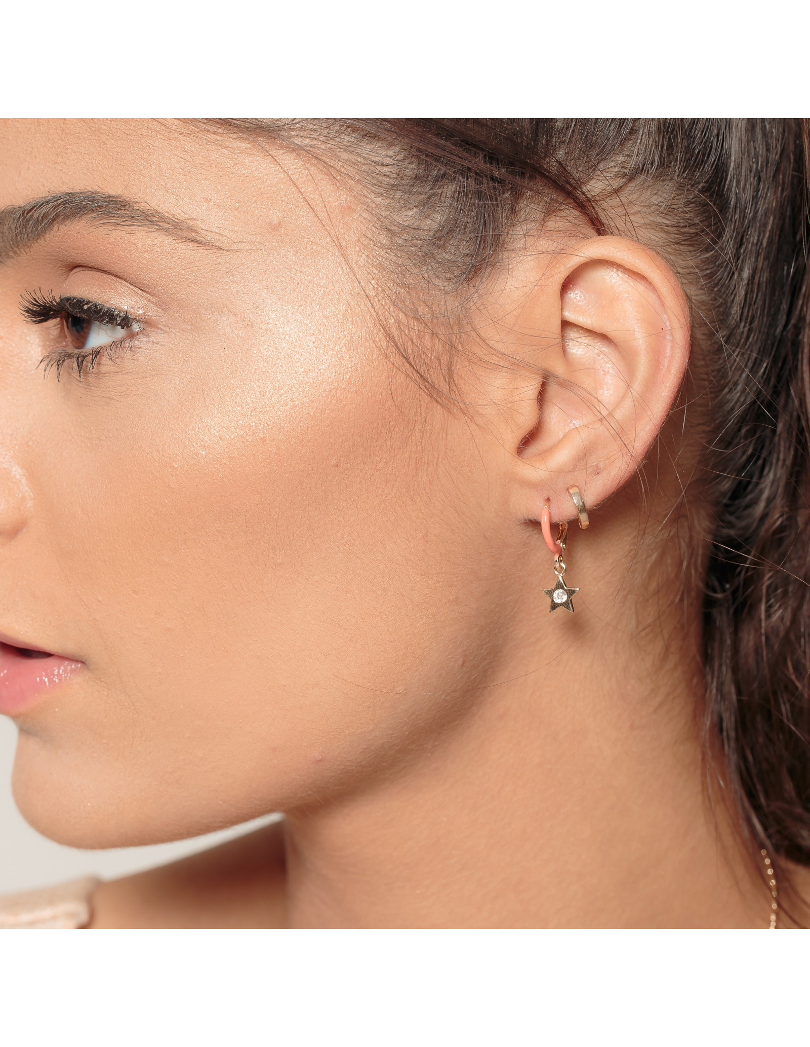 Colour Pop Star Hoop Earrings | 18k Gold Plated Star Hoop Earrings.