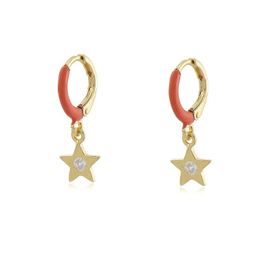 Colour Pop Star Hoop Earrings | 18k Gold Plated Star Hoop Earrings. 2