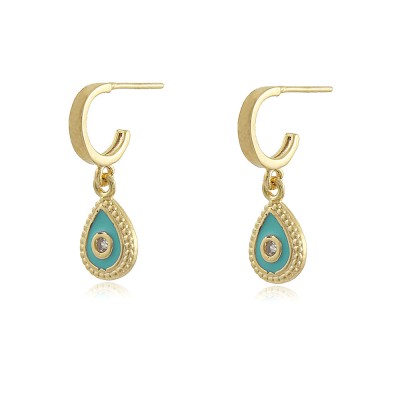 Drop Turquoise Hoop Earrings