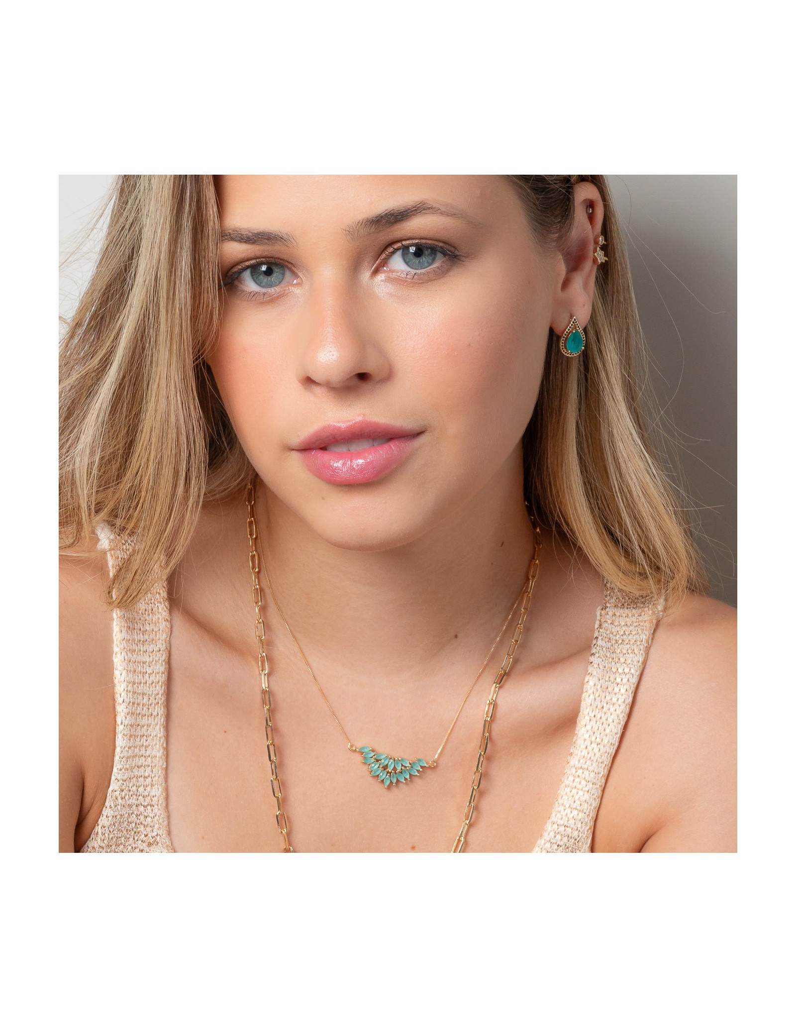 Collar Grace | Collar con Cristales Agua Marina | Malu Maiese