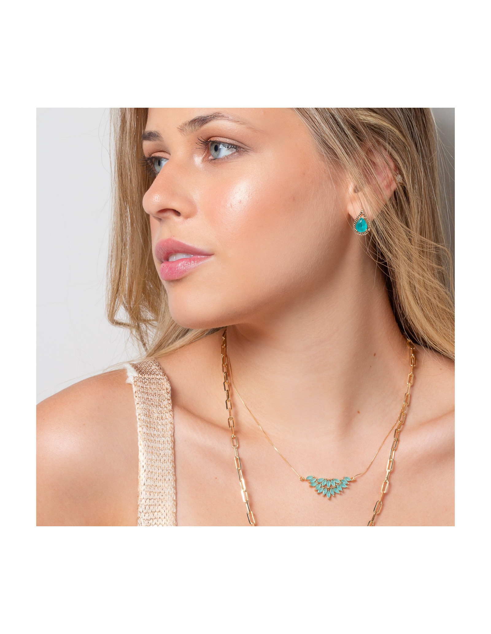 Collar Grace | Collar con Cristales Agua Marina | Malu Maiese