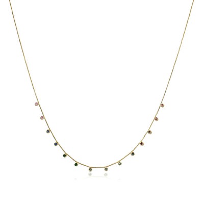 Colours Short Necklace 18K white or yellow gold plated and coloured zirconias