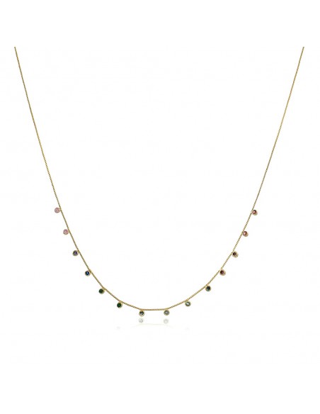 Colours Short Necklace 18K white or yellow gold plated and coloured zirconias