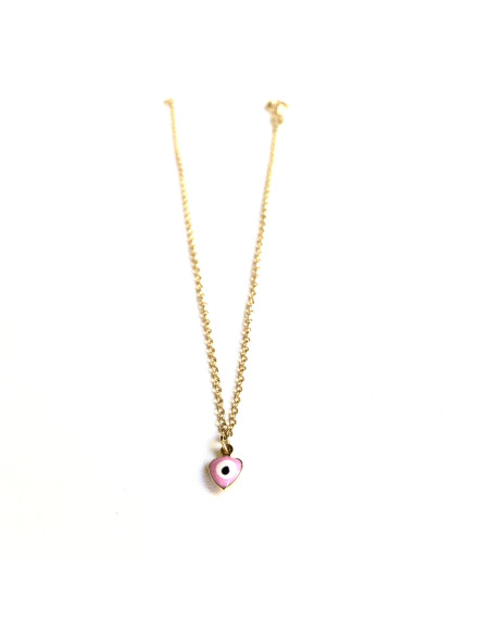 Tobillera Corazón Ojo Griego | cadena con corazón ojo griego rosa. Tobillera Corazón Ojo Griego | cadena con corazón ojo griego rosa.