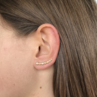 Fiore Ear Climbers | Gold Plated Flowers Ear Climbers | Malu Maiese 2