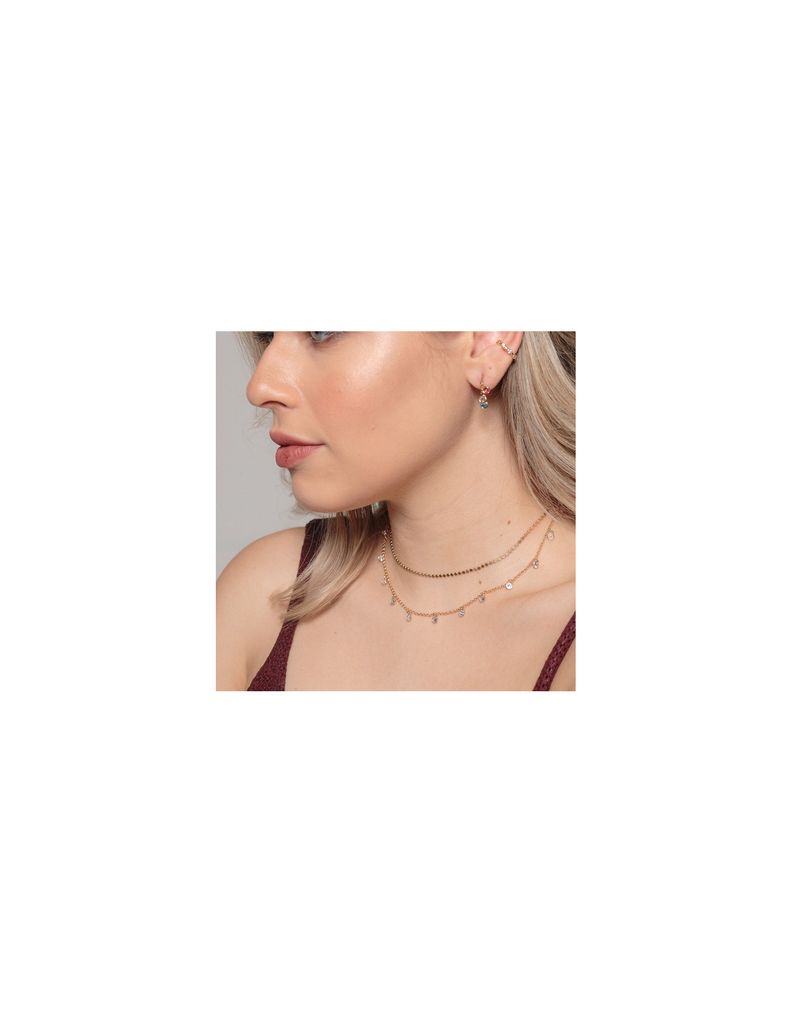 Three Colour Hoop Earrings | golden plated hoop earrings zirconias