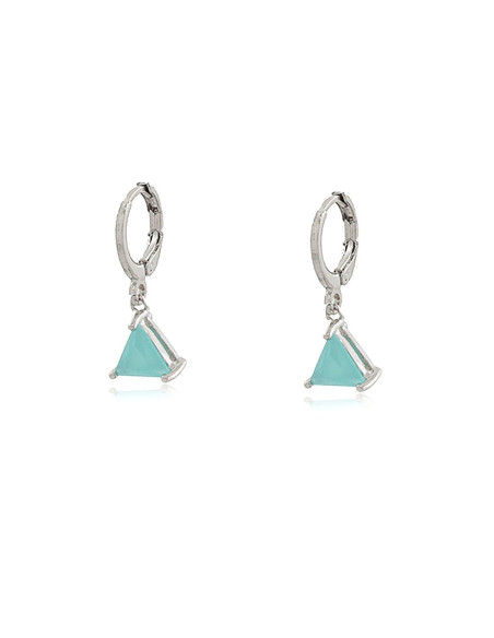 Bianca Hoop Earrings |  White gold hoop earrings, green zirconia charm.