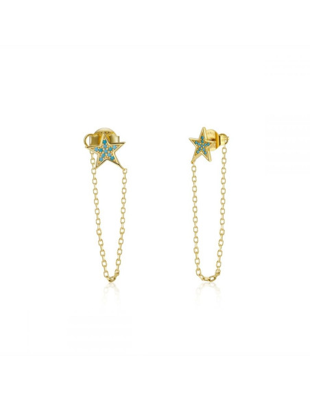 Pendientes Chain Star | Pendientes estrella con cadenita en plata 925.