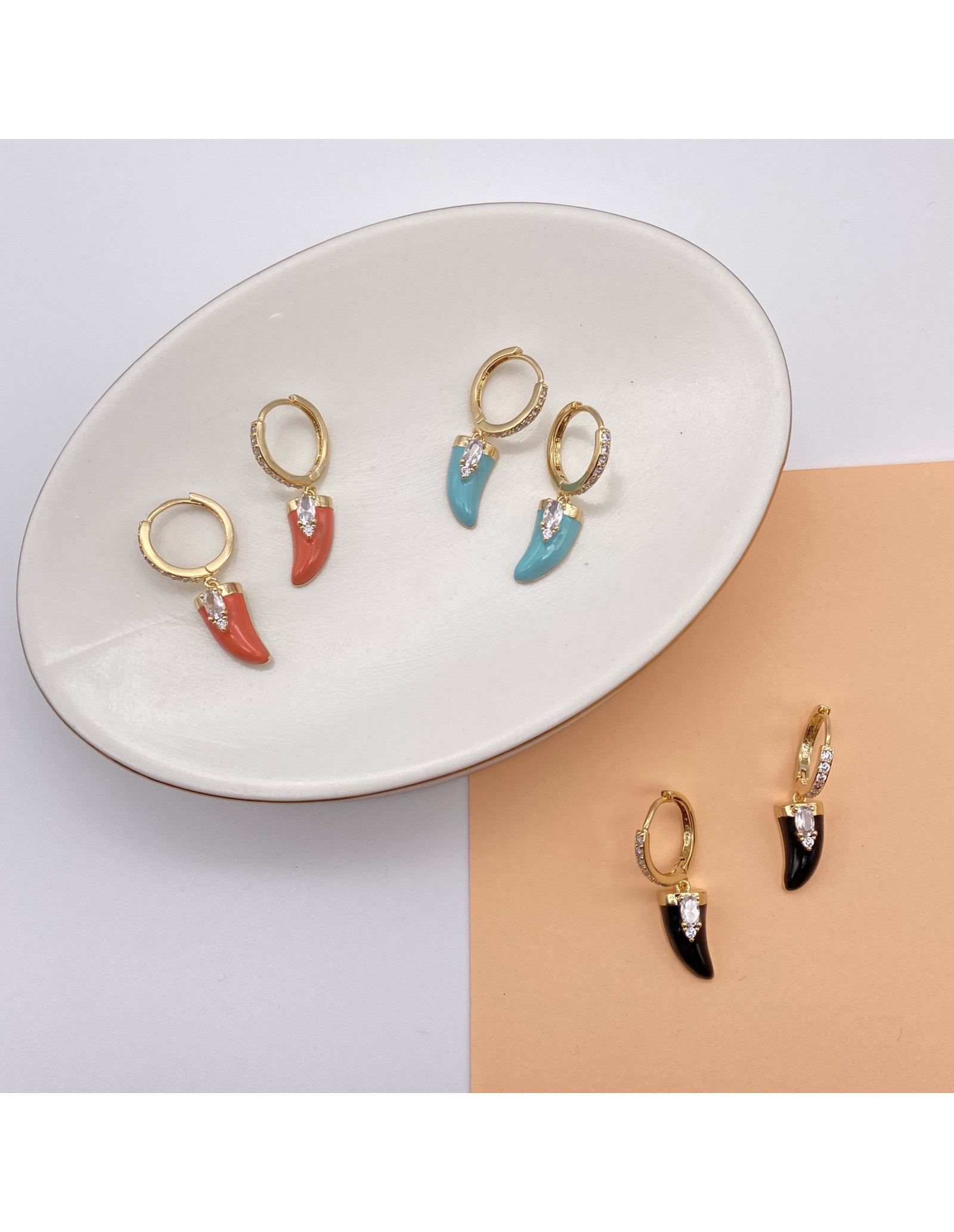 Chilli Hoop Earrings | 18k gold hoop earrings, coloured pepper charm.