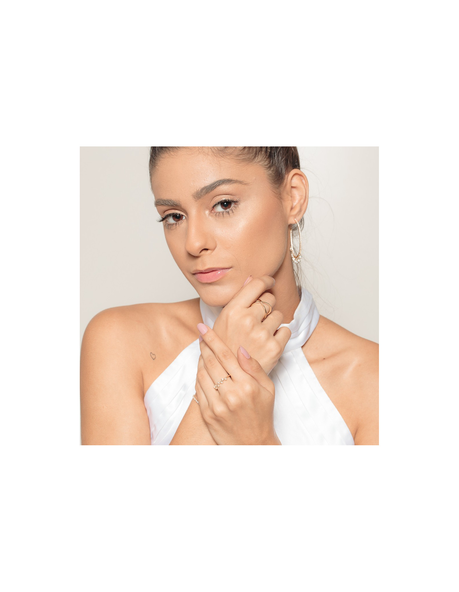 Antonella Hoop Earrings, unique design 18k gold plated and zirconias.
