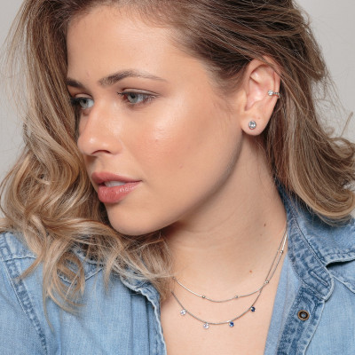 Ciel Short Necklace | white gold short necklace with round zirconias. 2